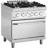 Bartscher Gasherd Serie 700 Modell 40 EB21, 800x690x920 mm, 126 Liter Backofen, Elektro/Gas