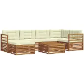 vidaXL Outdoor-Sofagarnitur mit Kissen 7 pcs Natur und Creme