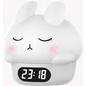 Novzep Rabbit Ambience Wecker, USB-Ladeanschluss, 6-Farben-Nachtlichtmodus (Weiß)