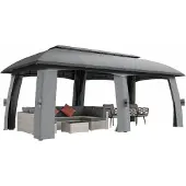 Outsunny Gartenpavillon 3x6m Partyzelt mit Doppeldach Bierzelt mit Fliegennetzen