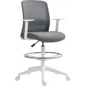 HOMCOM Bürostuhl Ergonomischer Schreibtischstuhl mit Armlehne, Fußring, Grau