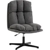 HOMCOM Sessel Drehbar Höhenverstellbar Loungesessel mit Leinenoptik Dunkelgrau