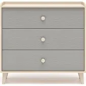 Petits-meubles Kommode Alycia mit 3 Schubladen, Beige - Grau - Holzoptikeffekt, 90cm