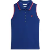 Tommy Hilfiger Damen Poloshirt Kurzarm Swimshop Baumwolle Ärmellos, Blau (Preppy Na