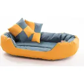 ESTEXO Hundebett Hundekissen Hundekorb 150x120x25 cm Haustierbett Hundesofa Gelb/Grau