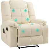 SUGIFT Massagesessel cremeweiß 94x99 cm – Relaxsessel 8 Vibrationspunkte Liegefunktion