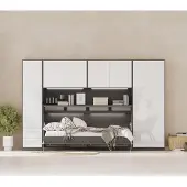 SMARTBett GmbH SMARTBett Schlafzimmer Set Schrankbett Jugendzimmer Anthrazit/Weiss