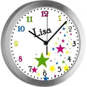 CreaDesign Kinderzimmer Funkwanduhr, Funkuhr Wanduhr Kinder, Sterne 25 cm