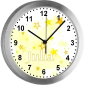 CreaDesign Kinderzimmer Funkwanduhr, Funkuhr Wanduhr Kinder, Sterne gelb 25 cm