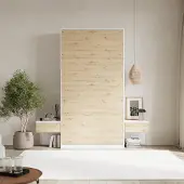 SMARTBett GmbH SMARTBett Set 100-Schrankbett Vertikal CLASSIC mit 2 Nachtkonsolen Weiss/Wildeiche