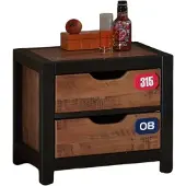 58 aufm Kessel Nachtkonsole Kameko 50x45x45 MDF+Massivholz Schwarz/Cognac
