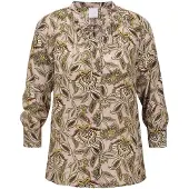 MADELEINE Kurzarmbluse "Blusenshirt Schlupfbluse mit floralem Muster", Damen, Gr. 34, lila (perlrosa, aubergine), Obermaterial: 100% Viskose CV., Modern, gerade, Blusen Kurzarmbluse, Feine Raffung
