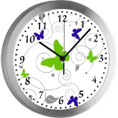 CreaDesign Funkuhr, Kinder Wanduhr, Kinderuhr, Kinderzimmer Schmetterling Ornamente blau grün