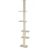 Dopwii Kratzbaum, verstellbare Höhe 225-275 cm, stabile Basis, Kippschutz, Plüschbezug, Cremeweiß