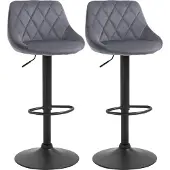 HOMCOM Barhocker 2er Set Höhenverstellbar Drehbar Barstühle mit Samtoptik
