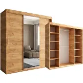 O-sofa Schiebeschrank 180 CM Hellbraun Craft 3-türig mit Spiegel OTARIO