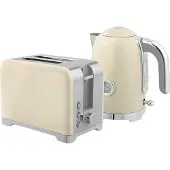 Dopwii Wasserkocher- und Toaster-Set, 2200W, 7 Bräunungsstufen, versch. Funktionen, Creme