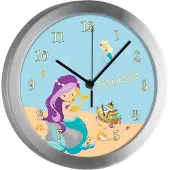 CreaDesign Kinderzimmer Funkwanduhr, Funkuhr Wanduhr Kinder, Meerjungfrau 25 cm