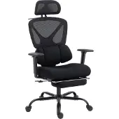 Welikera Ergonomischer Bürostuhl mit Rollen, Netzstoff, Lendenstütze, Computerstuhl mit Armlehnen, verstellbare Kopfstütze