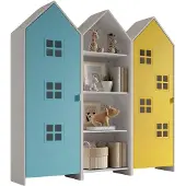 58 aufm Kessel Regalschrank Set Kania 173x37x171 Standregal MDF Weiß /Bunt