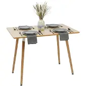 Relaxdays Esstisch, eckig, HxBxT: 75 x 110 x 70 cm, MDF & Bambus, für 4 Personen, skandinavischer Esszimmertisch, natur