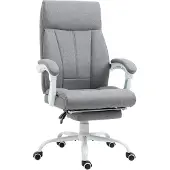 Welikera Bürostuhl, Drehstuhl, neigbare Rückenlehne, höhenverstellbar, bis 120 kg, Leinenoptik, Grau