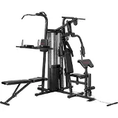 Welikera Multifunktions-Trainingsstation, Heimfitness-Maschine für über 10 Übungen, Gewichte, anpassbare Fitnessbank, Schwarz