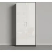 SMARTBett GmbH SMARTBett Schrank Kleiderschrank Aktenschrank 100 cm Anthrazit/Weiss Glanz