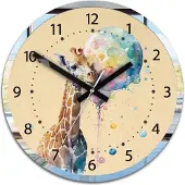 ModernClock , Wanduhr, Wanduhr für Kinder, 30 cm, Giraffe