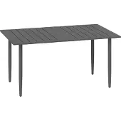 Dopwii Gartentisch 150x90cm, Wetterfest Balkontisch aus Stahl, Balkontisch mit Schirmloch Schwarz