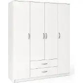 Roe furniture Kleiderschrank Garderobe Mehrzweckschrank Weiss 205 x 160 x 52 cm