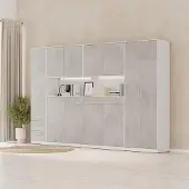 SMARTBett GmbH SMARTBett Schlafzimmer Set Schrankbett Jugendzimmer Weiss/Beton