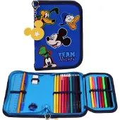Sarcia.eu DISNEY Mickey Mouse Federmäppchen mit Klappe, Anhängsel + Zubehör