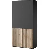 Furniture24 Kleiderschrank Sandbox Drehtürenschrank Schrank 101X200X51 Cm Schwarz/Wotan Eiche