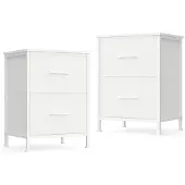 Songmics BELLAH Kollektion - 2er Set Nachttisch mit 2 Schubladen wolkenweiß-schneeweiß LGS112WH01