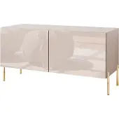 Lookway TV-Schrank COLGANTE 100 Kaschmir Hochglanz auf geraden goldenen Beinen