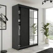 KIER FURNITURE Schiebegarderobe LAMARO mit Spiegel, Schrank Schlafzimmer, 138x205x59cm