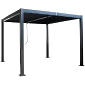 WOHNSTIL 3x3m Alu Lamellendach Pavillon mit verstellbarem Dach wetterfest Sonnenschutz Gartenpavillon zerlegbar