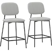 HOMCOM 2er-Set Barhocker, Bistrohocker mit Fußstütze, Barstuhl, Samt-Bezug