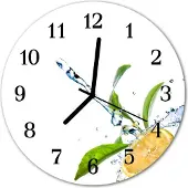 Tulup Glasuhr Wanduhr Küchenuhr Echt-Glas 30fi cm Zitrone gelb
