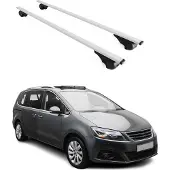 Omtec Dachträger Gepäckträger für Seat Alhambra 2010-2020 Grundträger Metall Silber 2x