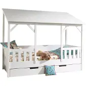 58 aufm Kessel Hausbett Katee 214x105x174 Kinderbett MDF+Massivholz Weiß