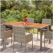 Markenlos Gartentisch mit Holzplatte Grau 190x90x75 cm