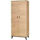 EURO-MEBLE Geräumiger 2D Kleiderschrank JOHN 1 / LEFKAS EICHE + SCHWARZ