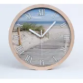 Tulup Holzuhr 30fi cm wanduhr - weiße Spitzen - Strand