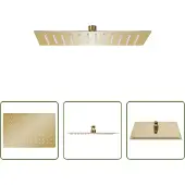The Living Store Regenbrause Edelstahl 30x20 cm Rechteckig Golden