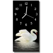 Tulup Glasuhr Wanduhr Küchenuhr Echt-Glas 30x60 Schwan Mehrfarbig