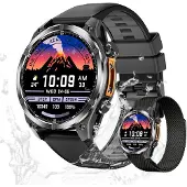 Valdus Herren Fitness-Tracker, 3ATM Wasserdicht, Telefonfunktion, Herzfrequenzmessung, Multifunktionale Gesundheitsuhr – Schwarz