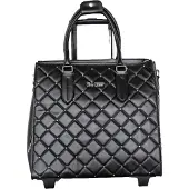 Olivia Lauren Aktentasche Damen Trolley Laptoptrolley Karo Schwarz Leicht Bowatex
