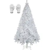 Salcar 180 cm Künstlich Weihnachtsbaum mit Klappsystem und Metallständer, Ø ca. 105 cm mit 735 Spitzen, Weiß